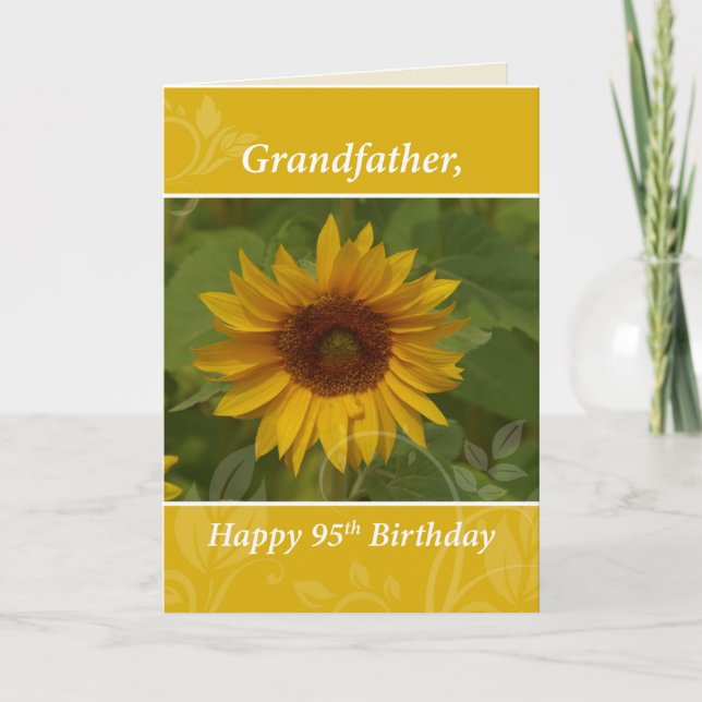 Großvater 95. Geburtstag mit Sonnenblume Karte (Vorderseite)
