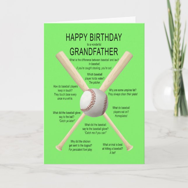 Großvater, Baseballwitze zum Geburtstag Karte (Vorderseite)