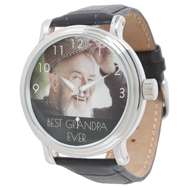 Großvater bester Opa je Foto Armbanduhr (Schrägansicht)