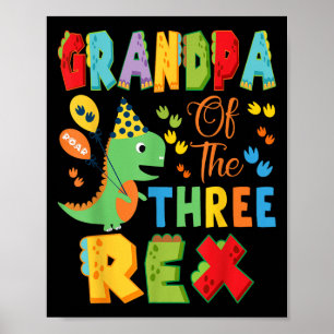 Großvater des 3. Rex 3. Geburtstags-Junge Dinosaur Poster