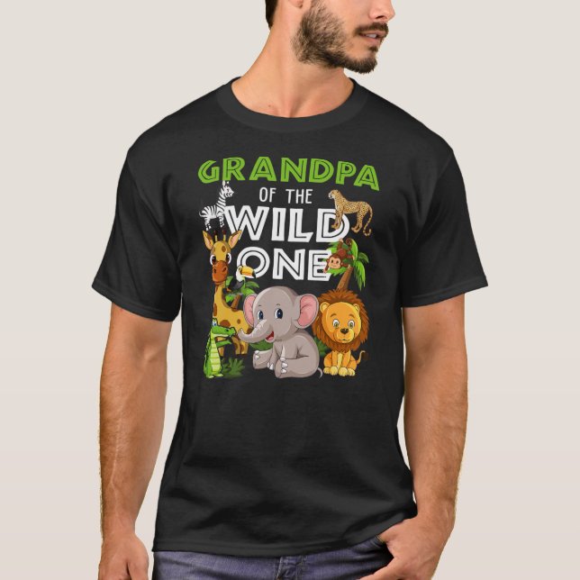 Großvater des Wilden Zoo Birthday Safari T-Shirt (Vorderseite)