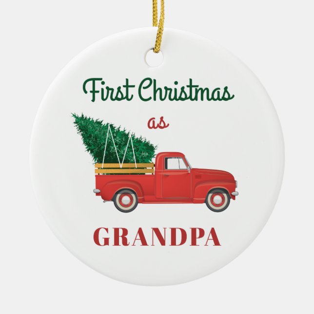 Großvater - Erste Weihnachtsfamilie Keramik Ornament (Vorne)