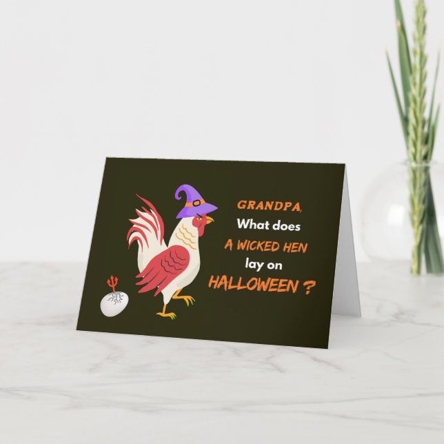 Großvater Halloween mit Wickenhund und geweihtem E Karte (Vorderseite)
