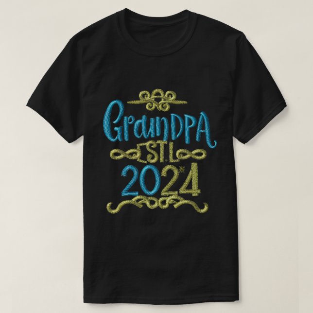Großvater im Jahr 2024, befördert zu Opa Est. 2024 T-Shirt (Design vorne)