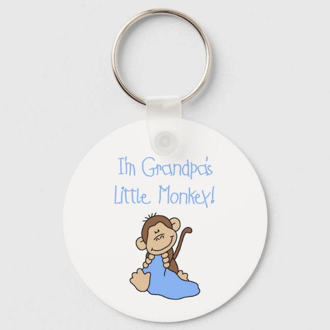 Großvater kleiner Affe - Blaue Hemden und Geschenk Schlüsselanhänger (Vorderseite)