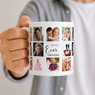 Großvater Opa Fotocollage weiß schwarz Kaffeetasse