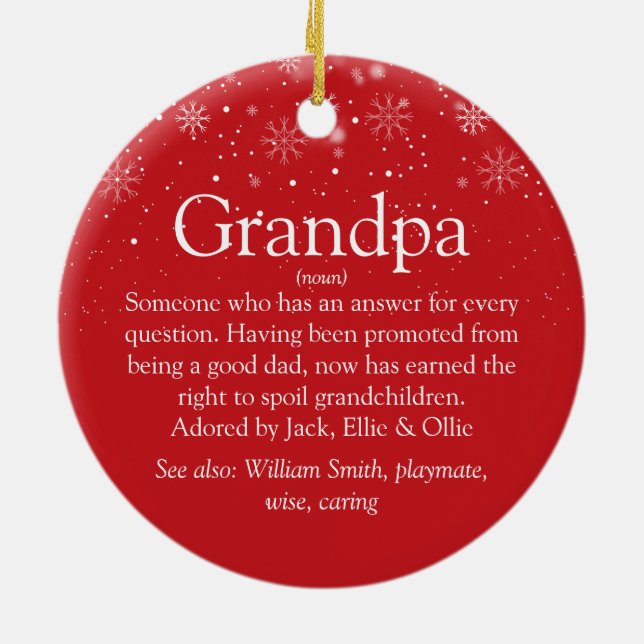 Großvater Papa Definition Weihnachten Keramik Ornament (Hinten)
