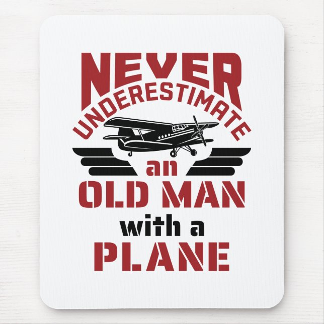 Großvater Pilot Alter Mann mit Flugzeug Mousepad (Vorne)