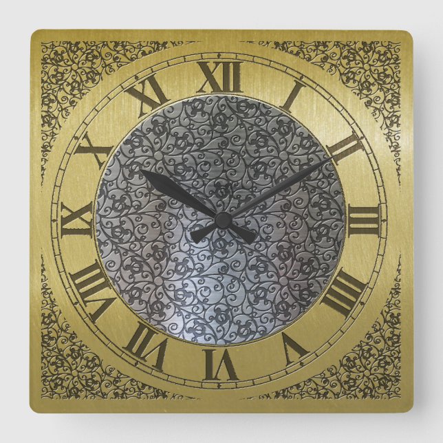 Großvater-Uhr-Gesicht Quadratische Wanduhr (Vorderseite)