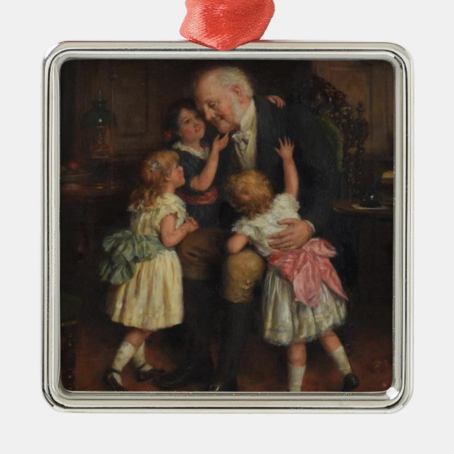 Großvater und Großtöchter (von Joseph Clark) Ornament Aus Metall (Vorne)