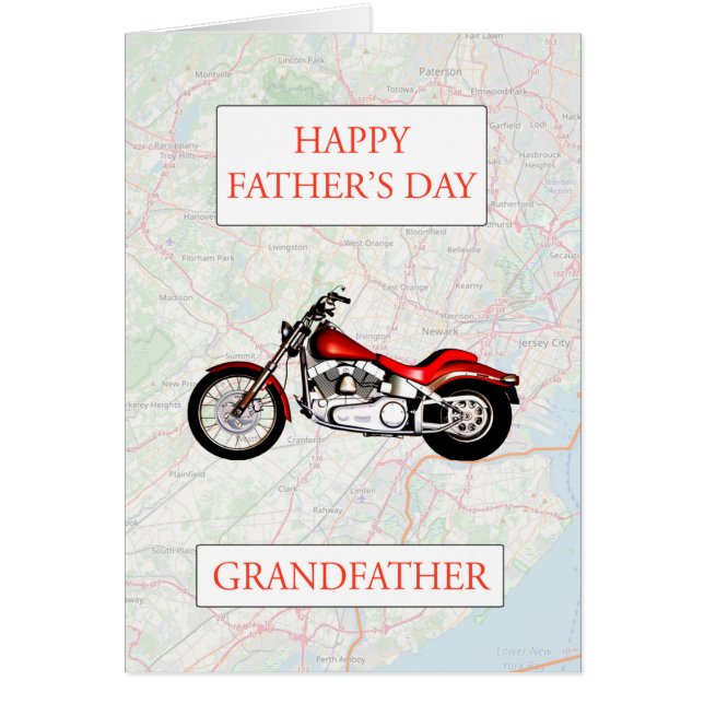 Großvater Vatertag mit Karte und Motorrad (Vorne)