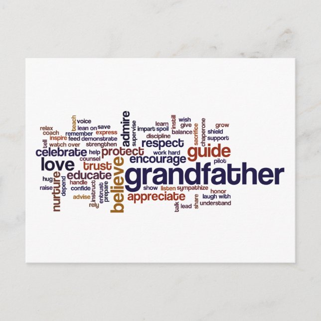 Großvater Word Cloud Postkarte (Vorderseite)