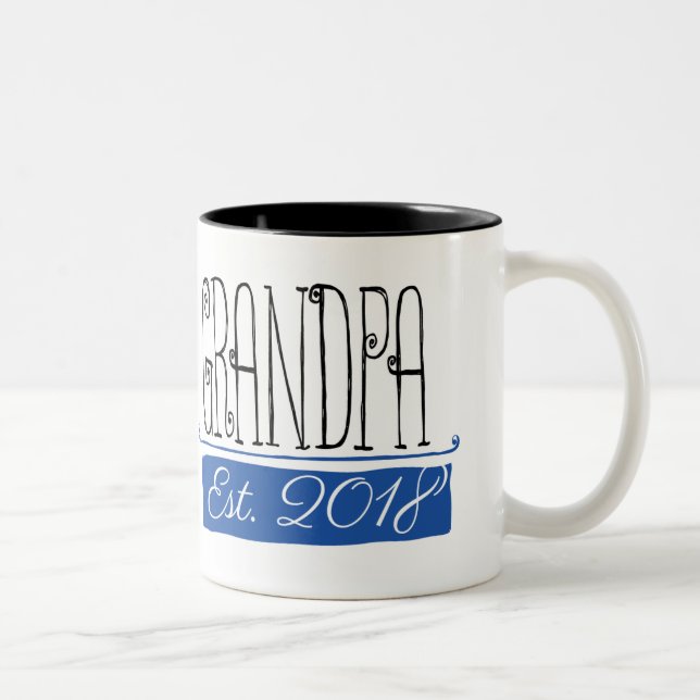 Großvaterest-Geschenk-Tasse 2018 Zweifarbige Tasse (Rechts)