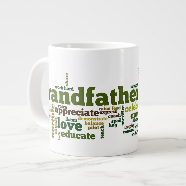 Großväterliche Wort-Wolke Jumbo-Tasse (Vorderseite Links)