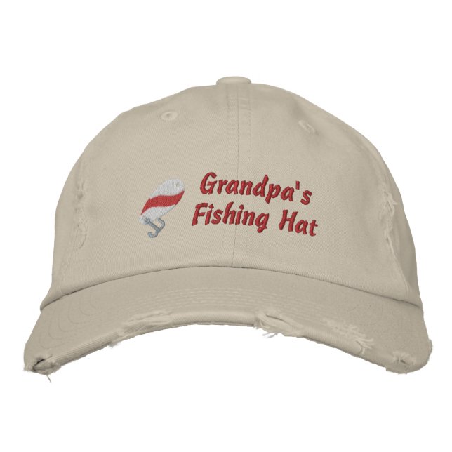 Großvaters "Fishing Hat Customi" Personalisiert Bestickte Kappe (Vorderseite)