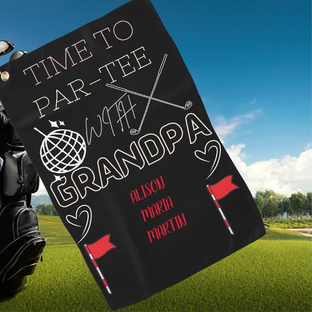 Großvaters schwarzes Golf-Handtuch mit Großkindnam Golfhandtuch (Von Creator hochgeladen)