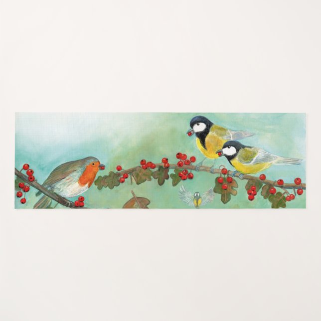Großwildvögel, Rote Robin und Hawthorn Berries Yogamatte (Vorderseite (Horizontal))