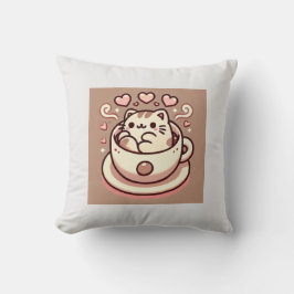 Großzügige Cat & Coffee-Niedliche Kawaii Kitty im Kissen