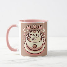 Großzügige Cat & Coffee-Niedliche Kawaii Kitty im 