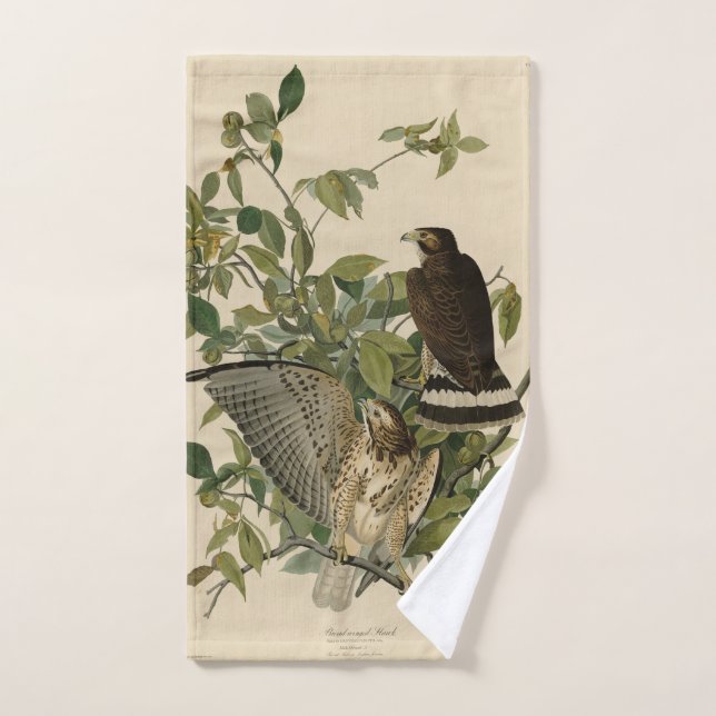 Großzügiger Hawk von Audubons Vögeln Amerikas Badhandtuch Set (Handtuch)