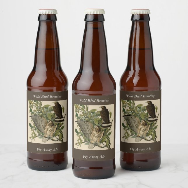 Großzügiger Hawk von Audubons Vögeln Amerikas Bierflaschenetikett (Flaschen)