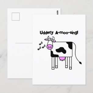 Großzügiges A-moo-singendes Kuh Pun Cartoon Design Postkarte