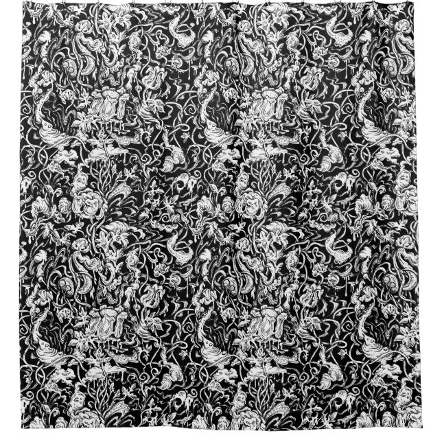 Grotesker Garten-Schwarzweiss-Duschvorhang Duschvorhang (Vorderseite)