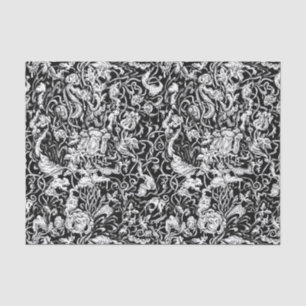 Grotesker Garten-Schwarzweiss-Seidenpapier Seidenpapier