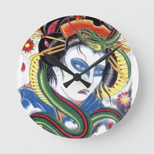 Grotesque & Snake Runde Wanduhr (Vorderseite)