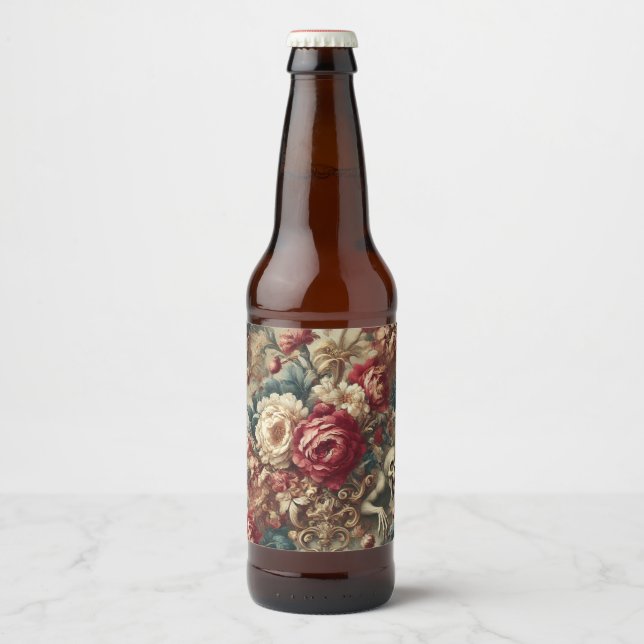 Grotesque wachsen - gotisches Blumenkissen Bierflaschenetikett (Vorderseite)