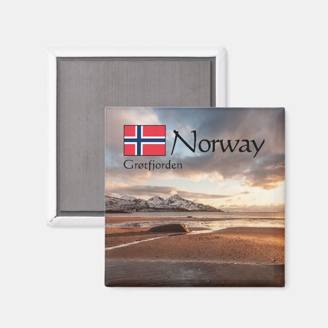 Grotfjorden Norwegen Magnet (Vorderseite/Rückseite)