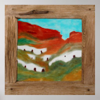Grotte de bois rustique maisons paysage poster imp