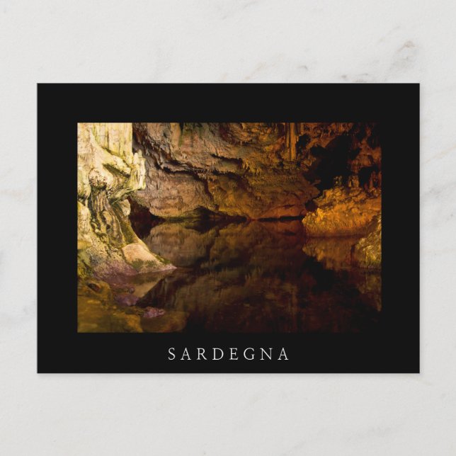 Grotto Neptune, schwarze Postkarte Sardiniens (Vorderseite)