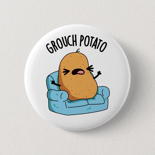 Grouch Potato Funny Veggie Puns Button (Vorderseite)