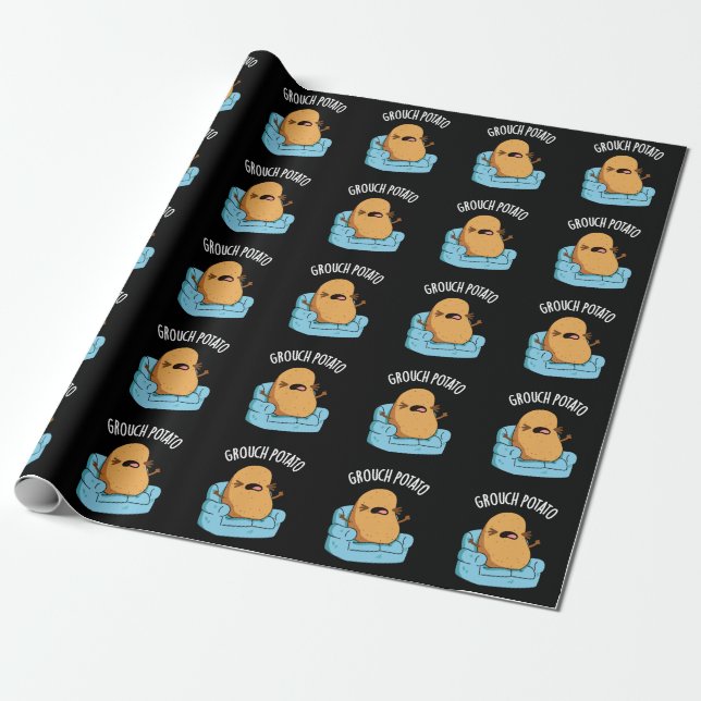Grouch Potato Funny Veggie Puns Dark BG Geschenkpapier (Ungerollt)