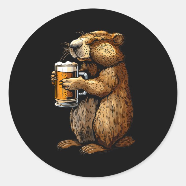 Groundhog Beer  Runder Aufkleber (Vorderseite)