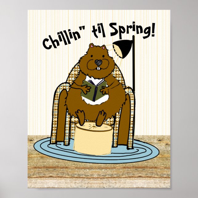Groundhog Bookworm wartet auf Frühjahr Poster (Vorne)