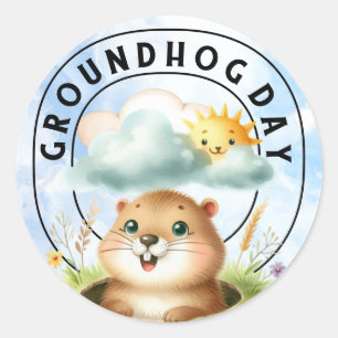 Groundhog Classic Round Sticker - Celebrate Ground