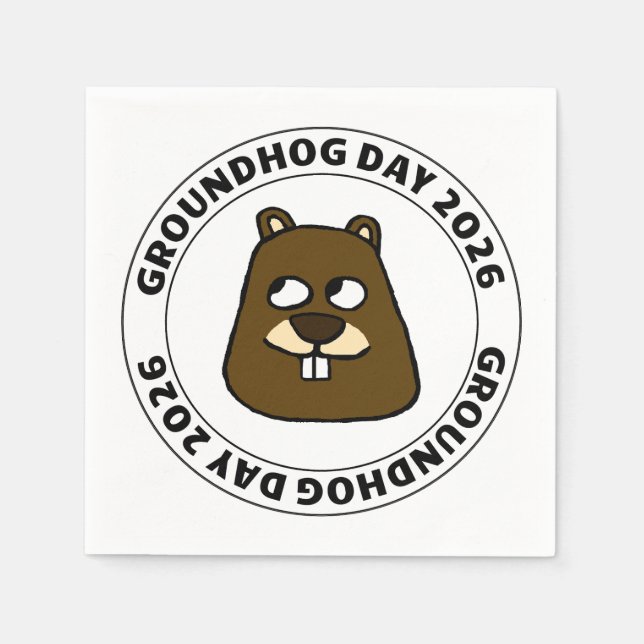 Groundhog Day 2026 with Groundhog face Serviette (Vorderseite)