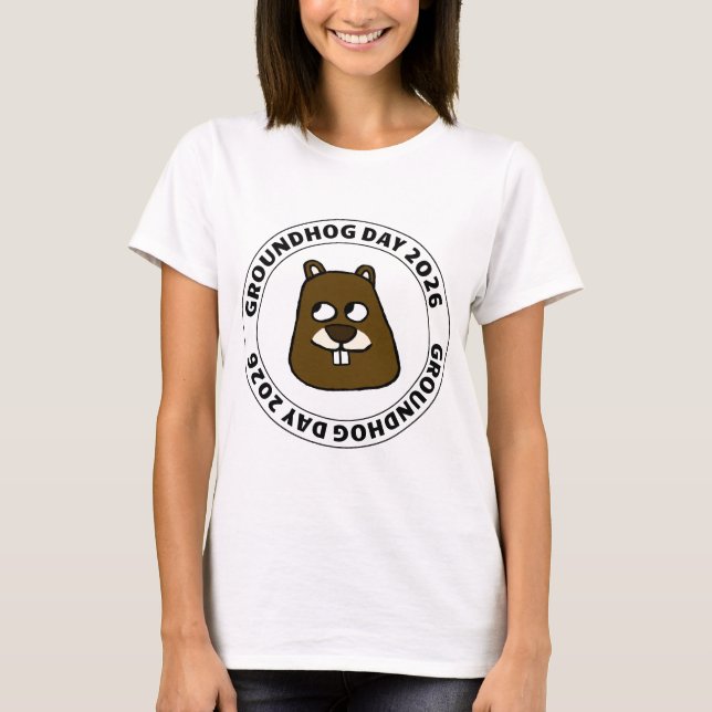 Groundhog Day 2026 with Groundhog face T-Shirt (Vorderseite)