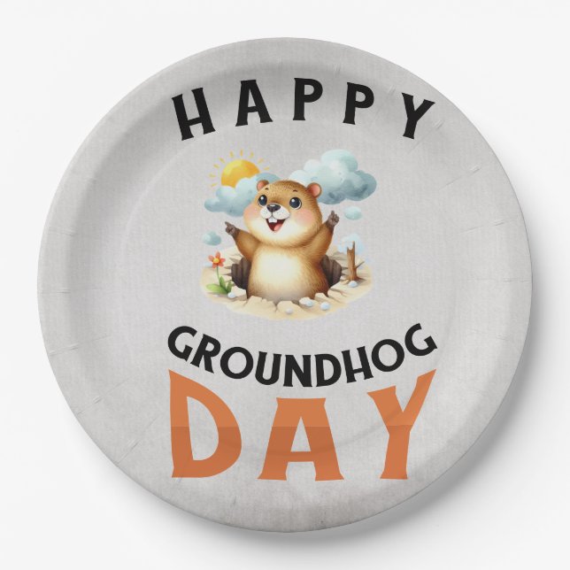 Groundhog day 22 February  Pappteller (Vorderseite)