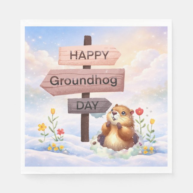 Groundhog day 22 February  Serviette (Vorderseite)