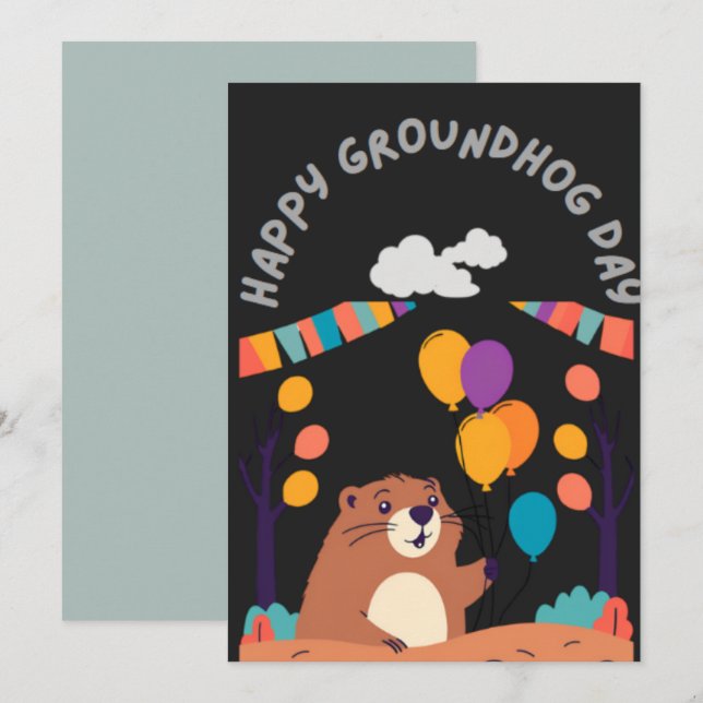 Groundhog Day Celebration: Schatten oder Schein? Dankeskarte (Vorne/Hinten)