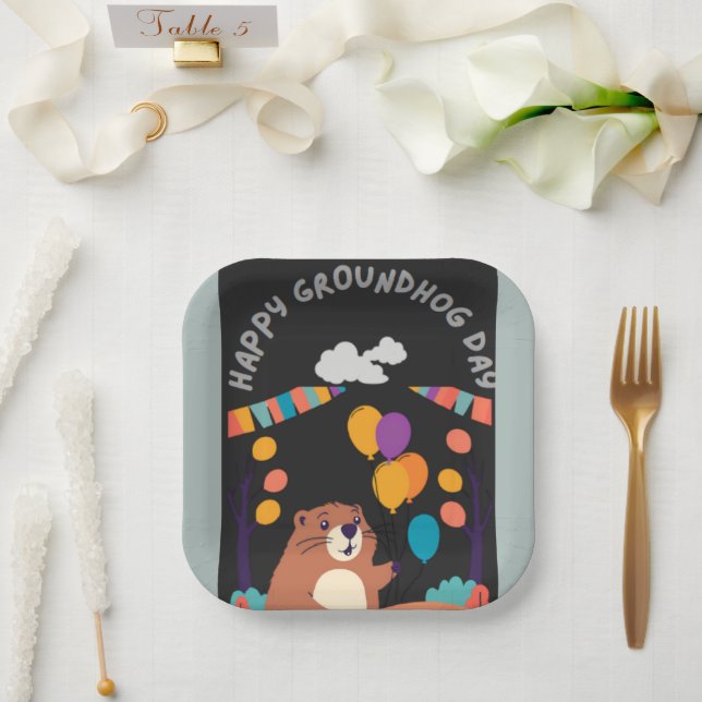 Groundhog Day Celebration: Schatten oder Schein? Pappteller (Hochzeit)