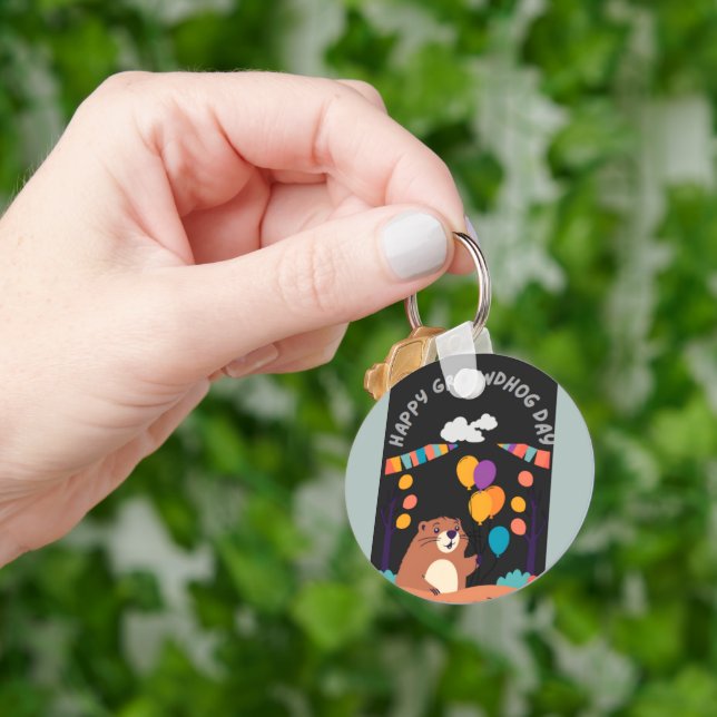Groundhog Day Celebration: Schatten oder Schein? Schlüsselanhänger (Hand)