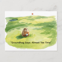 Groundhog Day Golfer Winter Golf Holiday Feiertagspostkarte