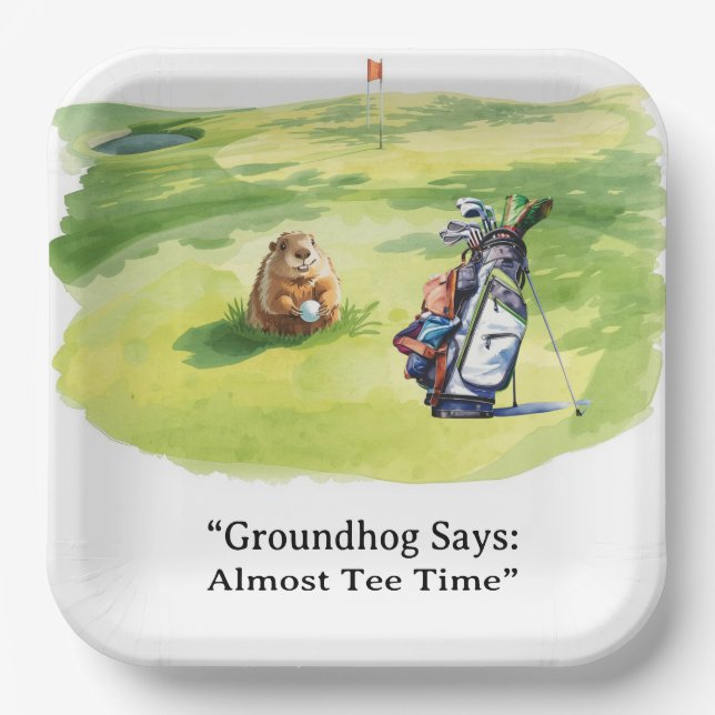 Groundhog Day Golfer Winter Golf Holiday Pappteller (Vorderseite)