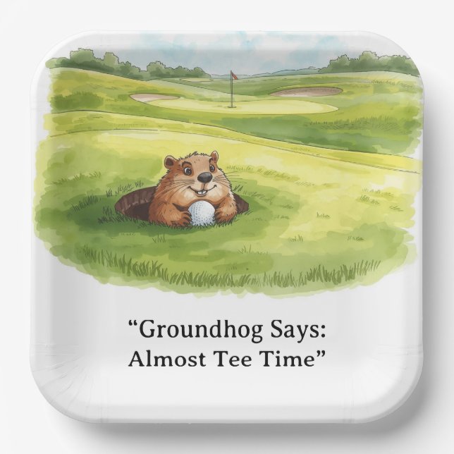 Groundhog Day Golfer Winter Golf Holiday Pappteller (Vorderseite)