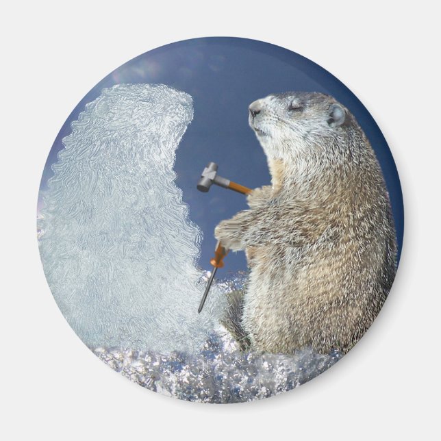 Groundhog Day Ice Skulptur Magnet (Vorne)
