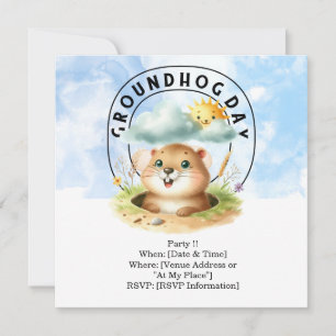 Groundhog Day Invitation Card - Célébrez avec Amus